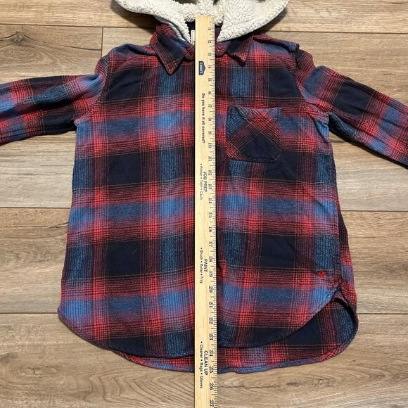 Women's American Eagle Vintage Boyfriend Flannel Shirt MEDIUM Hooded Button Up - Picture 6 of 12